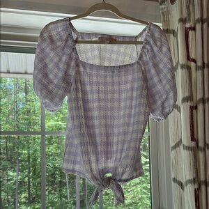 LOFT Lavender Checkered Blouse